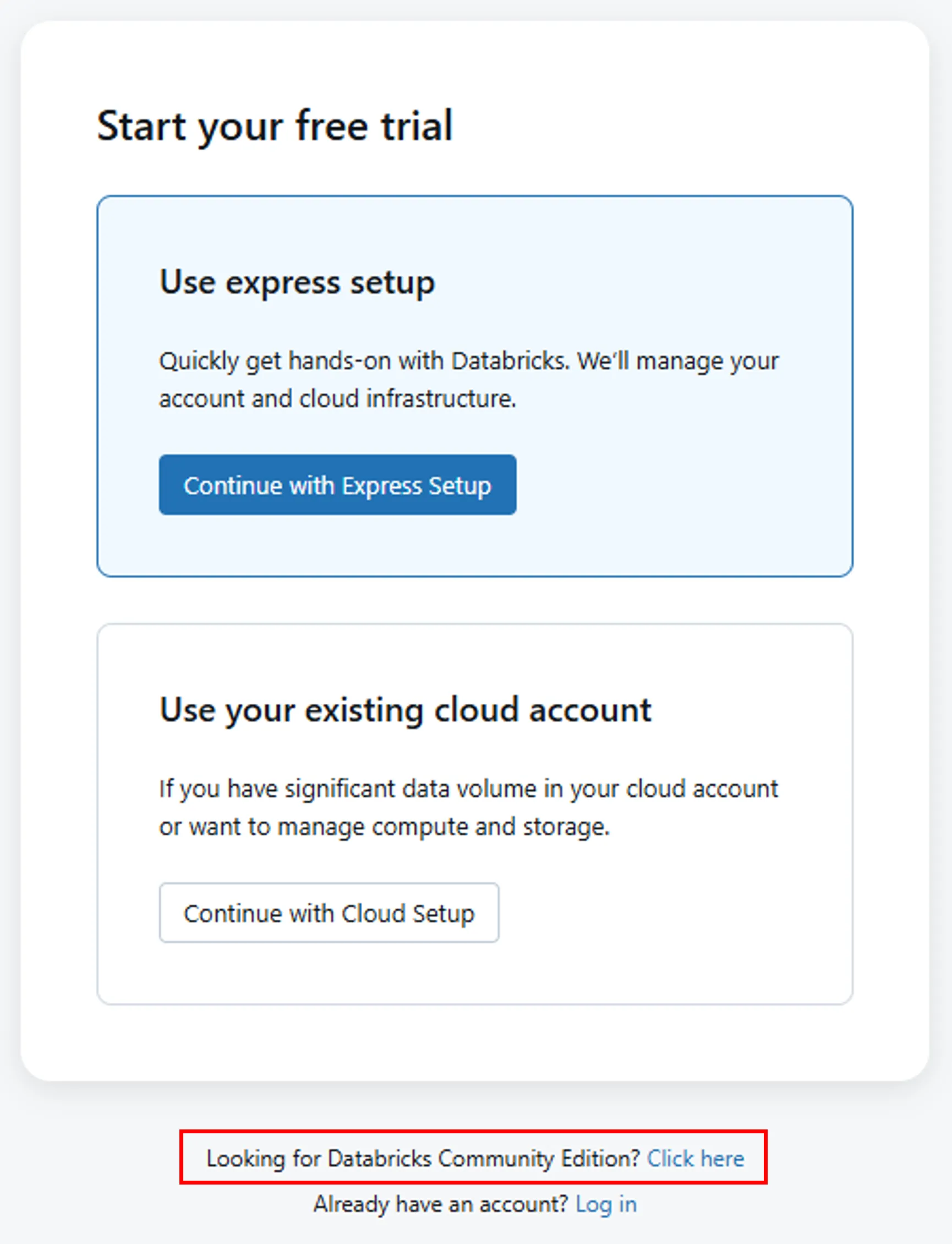 Databricks Community Edition Looking Sign In